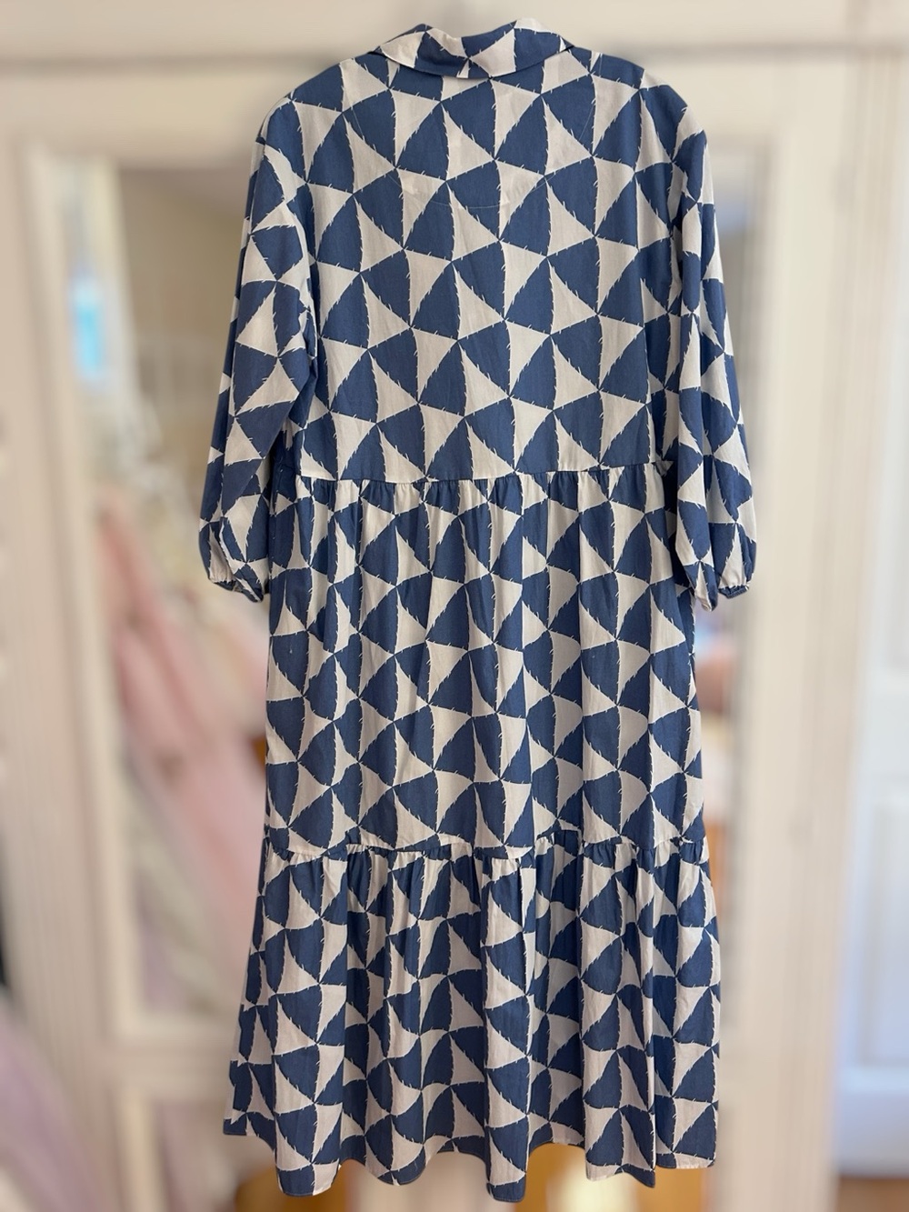 Maeve Bettina Shirtdress Blue and White Geometric NWT - Picture 6 of 12